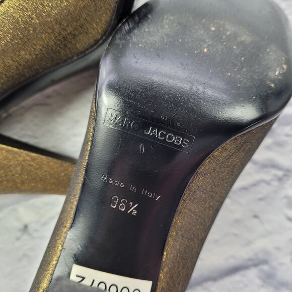 Marc Jacobs Bronze Taffeta Heels with Black Mesh Bows & Trim size 36 1/2 - Picture 8 of 15